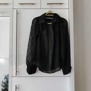 Sheer black poka dots blouse
